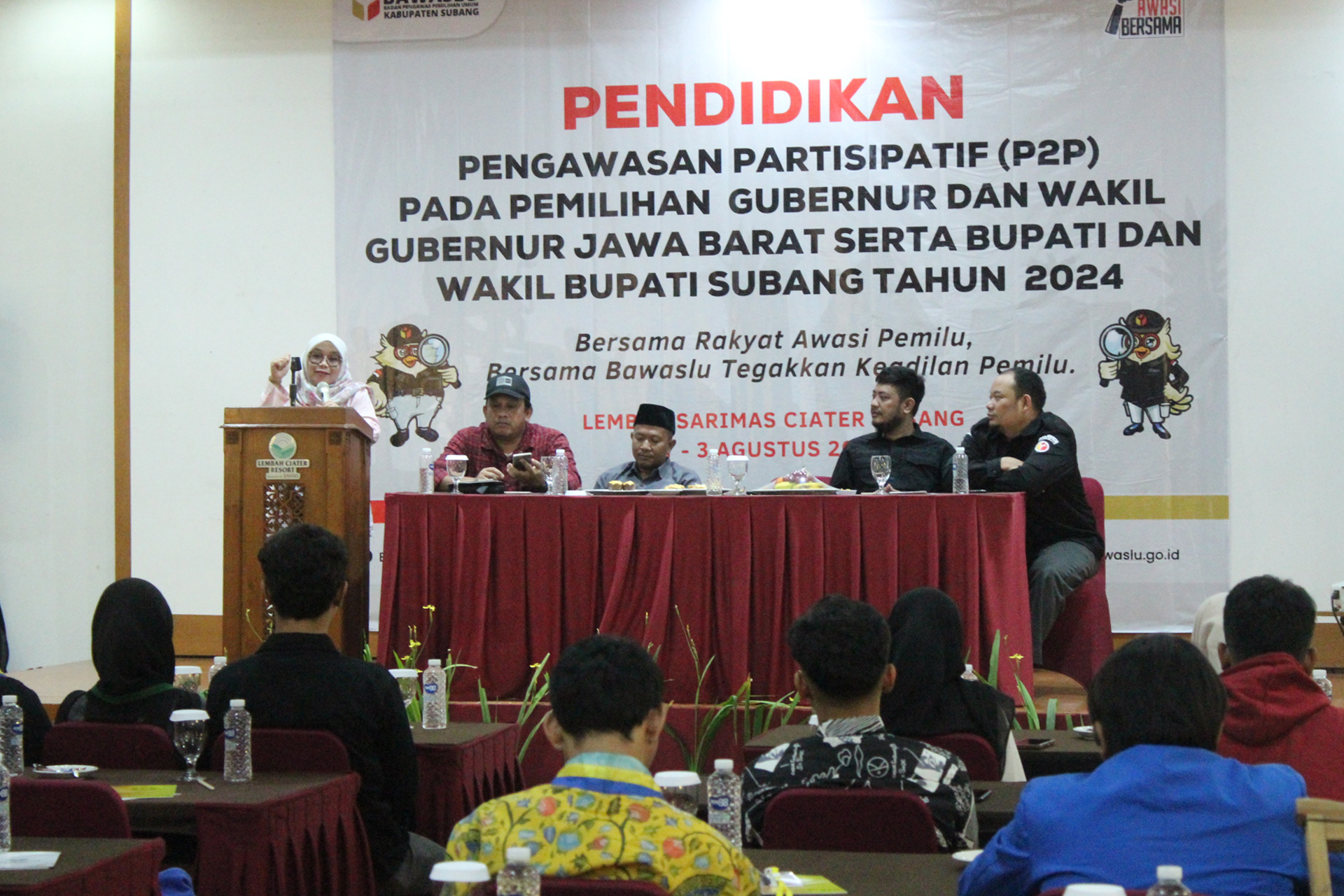 Anggota Bawaslu Provinsi Jawa Barat, Nuryamah dalam Kegiatan Pendidikan Pengawas Partisipatif (P2P) untuk Pemilihan Tahun 2024, Kamis (1/8/2024)