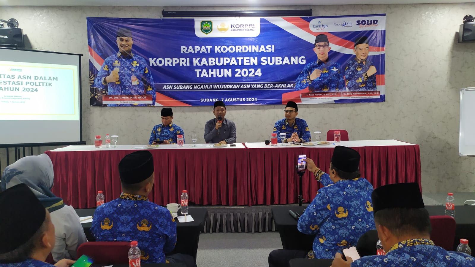 Ketua Bawaslu Kabupaten Subang Achmad Mansur menjadi Narasumber pada Kegiatan Rapat Koordinasi Korpri Kabupaten Subang